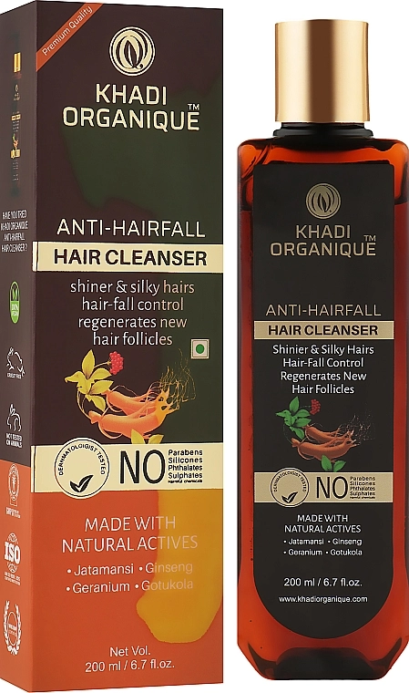 Khadi Organique Натуральний аюрведичний шампунь від випадання та ламкості волосся без сульфатів Anti-HairFall Hair Cleanser - фото N2