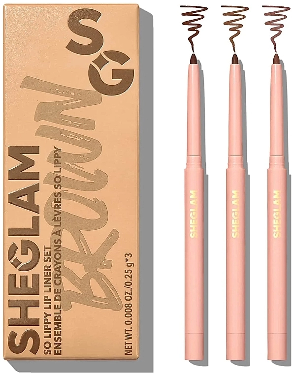 Sheglam So Lippy Lip Liner Set Espresso Kisses (lip/liner/3x0.25) Набор карандашей для губ - фото N1