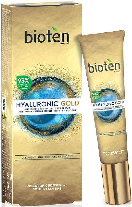 Bioten Відновлювальний крем для шкіри навколо очей, проти зморщок Hyaluronic Gold Replumping Antiwrinkle Eye Cream - фото N1