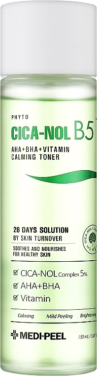 Відновлюючий тонік проти запалень - Medi peel Phyto CICA-Nol B5 AHA BHA Vitamin Calming Toner, 150 мл - фото N1