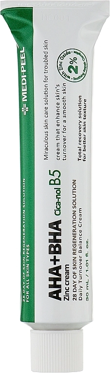 Крем с кислотным комплексом и цинком - Medi peel AHA BHA Zinc Cica-Nol B5 Cream, 30 мл - фото N1