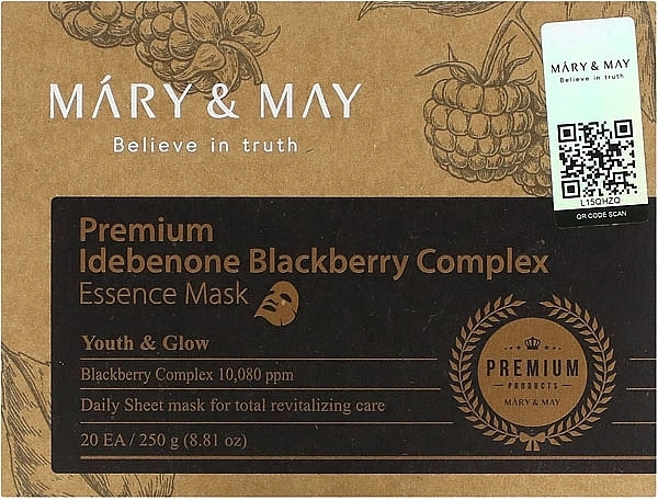 Тканинна маска з ідебеноном та ожиновим комплексом - Mary & May Premium Idebenon Blackberry Complex Essence Mask, 20 шт - фото N4