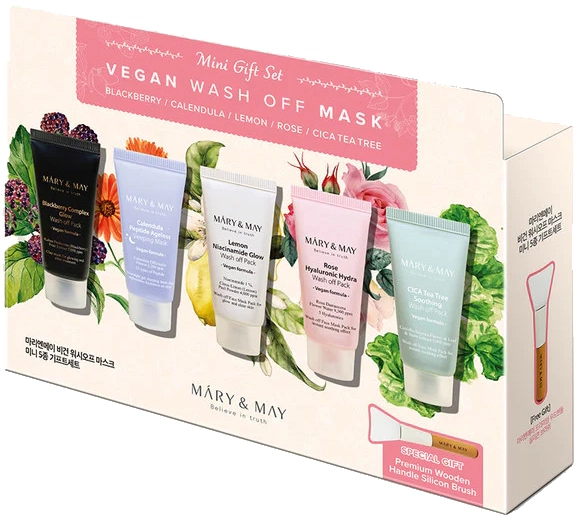 Набор мини-масок для лица - Mary & May Mini Gift Set Vegan Wash Off Mask, 30 г, 5 шт - фото N1