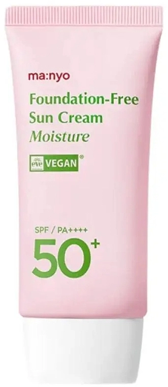 Сонцезахисний зволожуючий тонуючий крем для обличчя - Manyo Foundation-Free Sun Cream Moisture SPF 50+ PA++++, 50 мл - фото N1