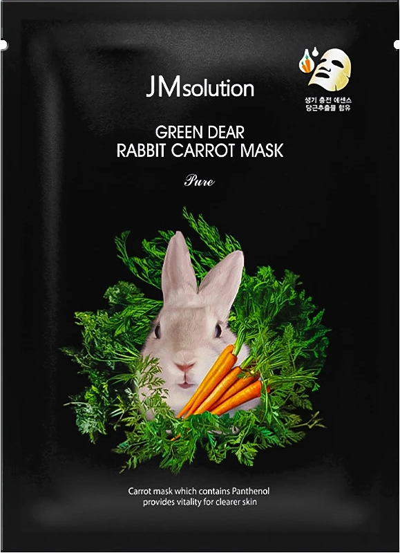 Заспокійлива тканинна маска з морквою - JMsolution Green Dear Rabbit Carrot Mask, 30 мл - фото N1