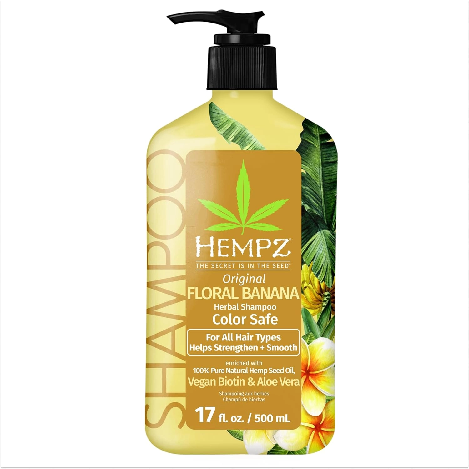 Шампунь восстанавливающий "Ориджинал" - Hempz Original Floral Banana Herbal Shampoo With Vegan Biotin & Aloe Vera, 500 мл - фото N1