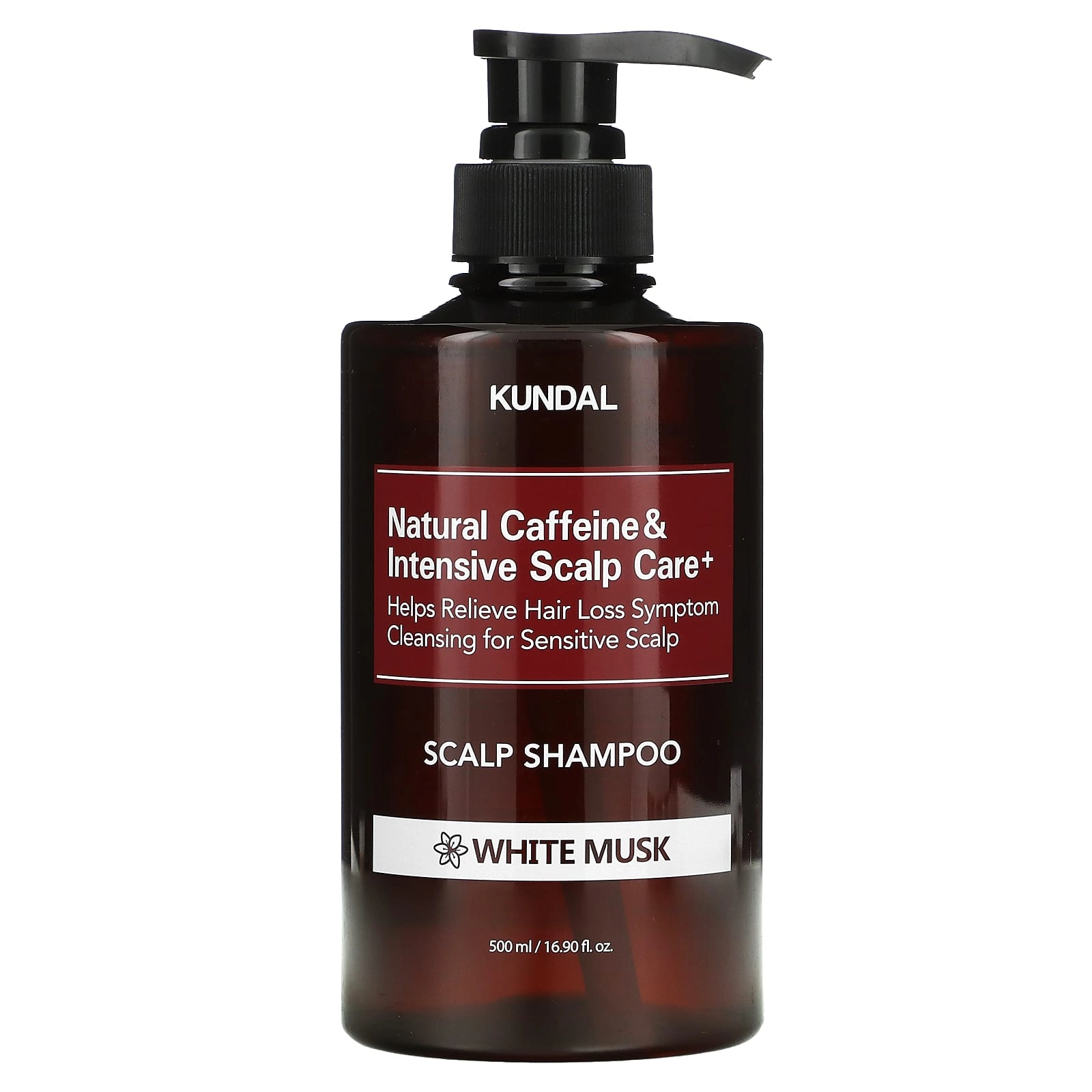 Шампунь против выпадения волос "Белый мускус" - Kundal Natural Caffeine & Intensive Scalp Care Shampoo White Musk, 500 мл - фото N2