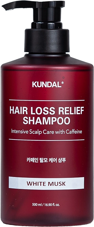 Шампунь проти випадіння волосся "Білий мускус" - Kundal Natural Caffeine & Intensive Scalp Care Shampoo White Musk, 500 мл - фото N1
