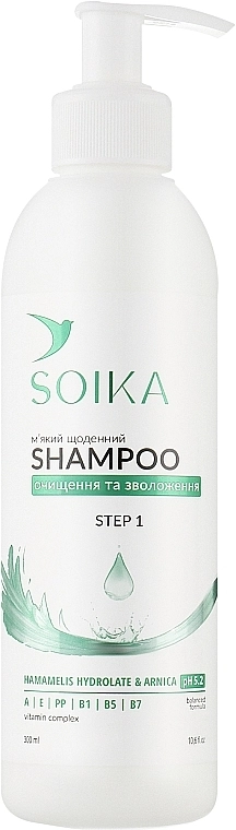 Шампунь ежедневный мягкий "Очищение и увлажнение" - Soika Shampoo, 300 мл - фото N1