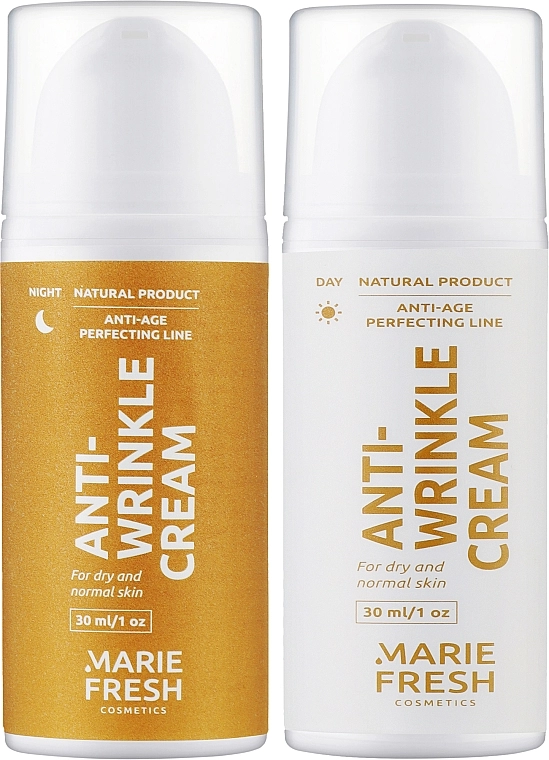 Marie Fresh Cosmetics Набір денний+нічний крем проти зморщок для сухої та нормальної шкіри Shower Anti Wrinkle Set (f/cr/2x30ml) - фото N6