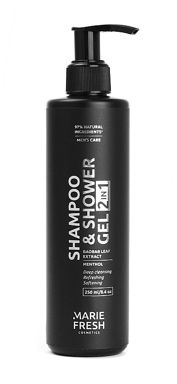 Marie Fresh Cosmetics Освіжальний шампунь-гель для душу з екстрактом листя баобаба Men's Care Shampoo & Shower Gel - фото N1