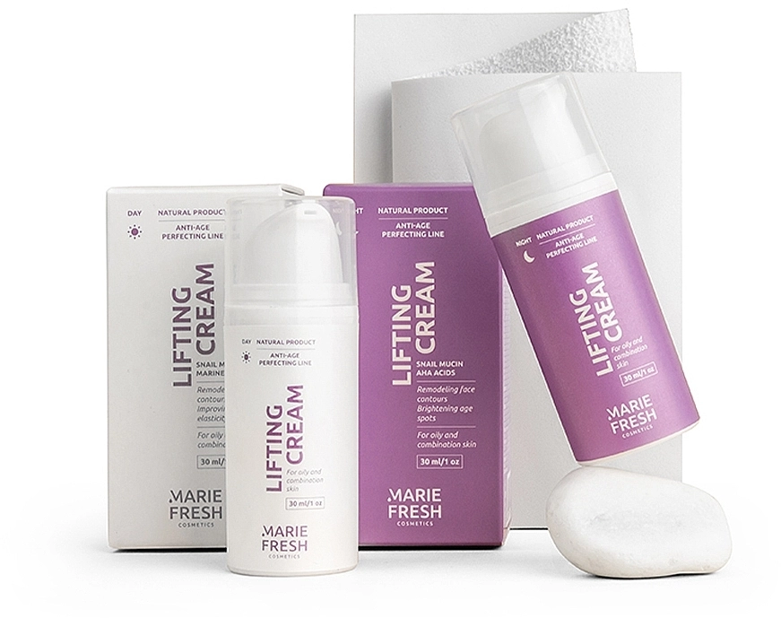 Marie Fresh Cosmetics Набір денний+нічний крем ліфтинг для жирної та комбінованої шкіри Shower Lifting Cream Set (f/cr/2x30ml) - фото N3