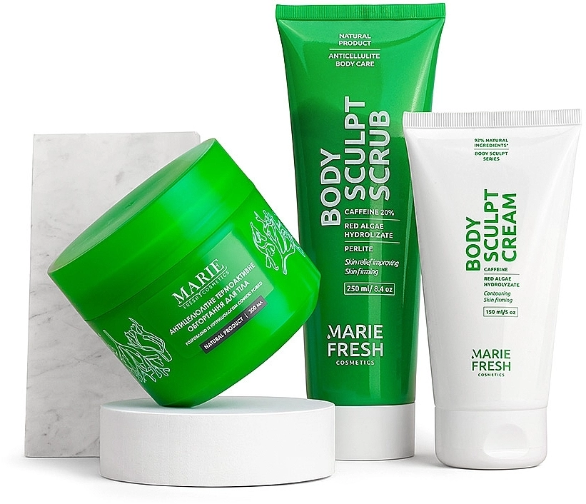Marie Fresh Cosmetics Антицеллюлитный набор Anti-Cellulite Body Set (b/cr/250ml + b/cr/150ml + b/scrub/250ml) - фото N1