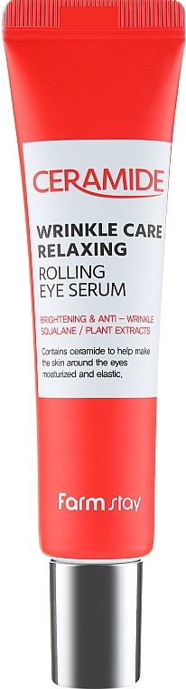 Укрепляющая сыворотка с керамидами для восстановления и защиты кожи вокруг глаз - FarmStay Ceramide Wrinkle Care Relaxing Rolling Eye Serum, 25 мл - фото N1