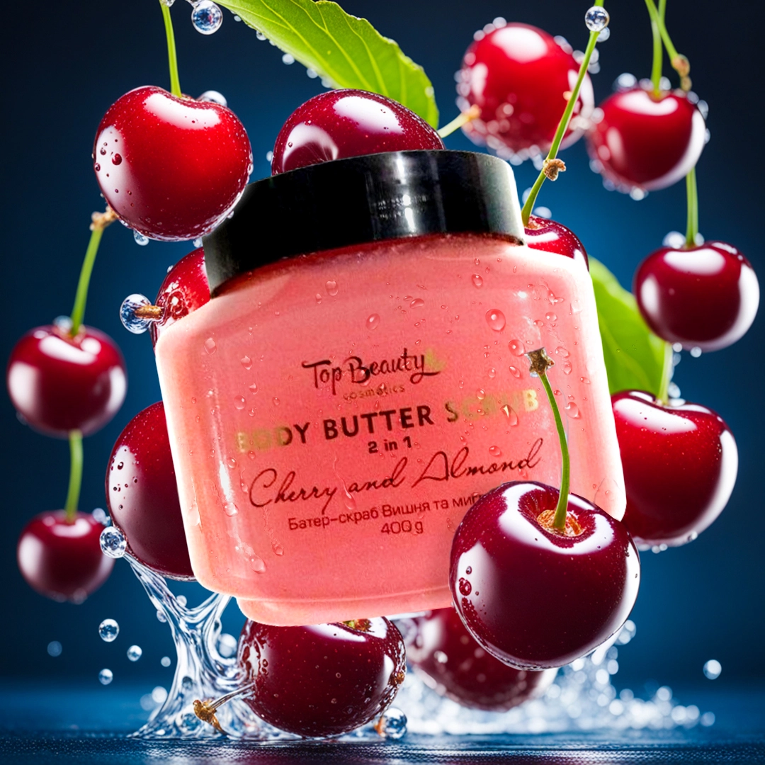 Скраб батер для тіла 2 в 1 "Вишня та Мигдаль" - Top Beauty Body Butter Scrub Cherry and Almond, 400 г - фото N2