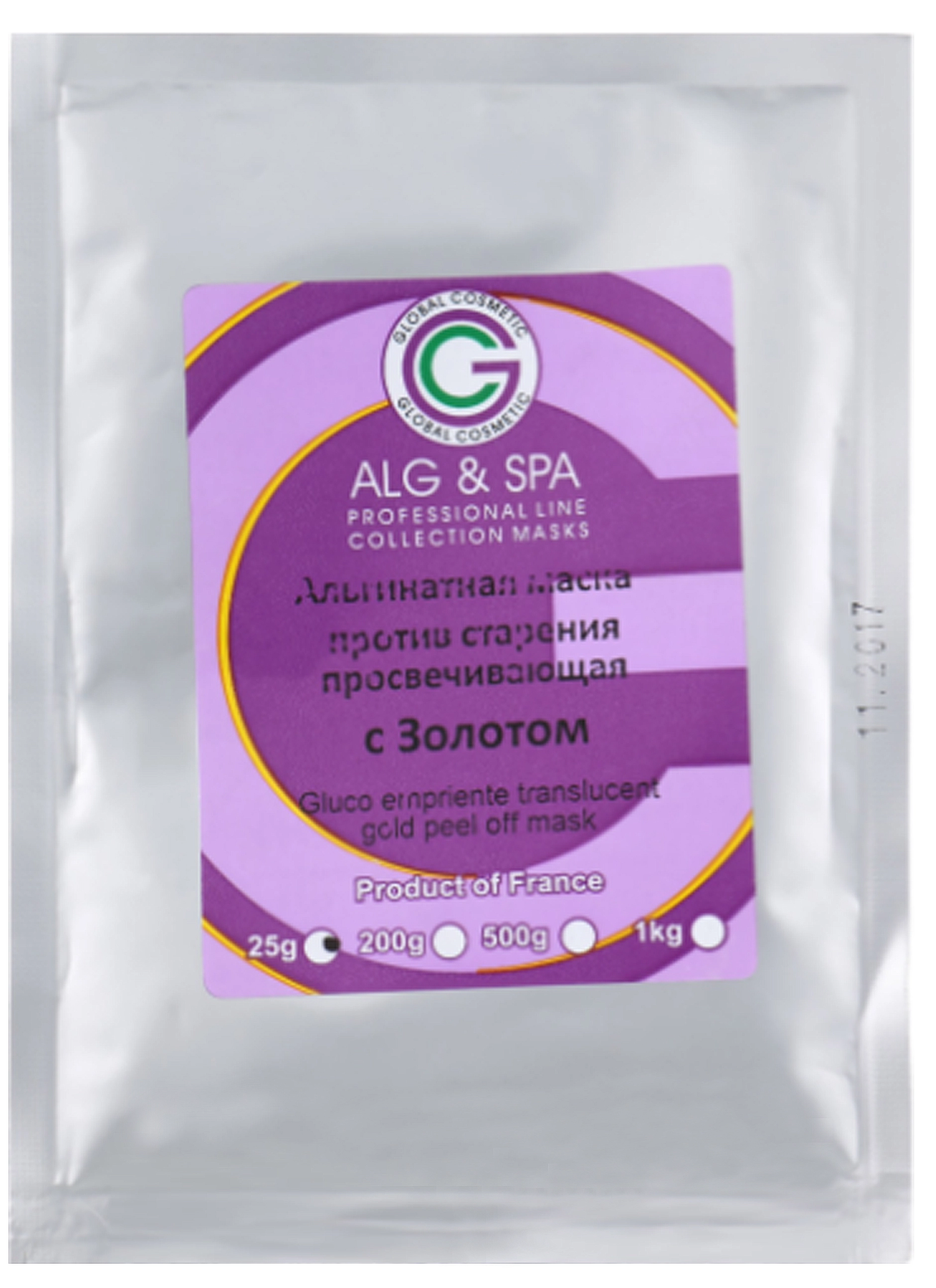 ALG & SPA Альгинатная просвечивающая гликомаска с Золотом Professional Line Collection Masks Peel off Mask Gold Translucent Glucoempreinte - фото N1