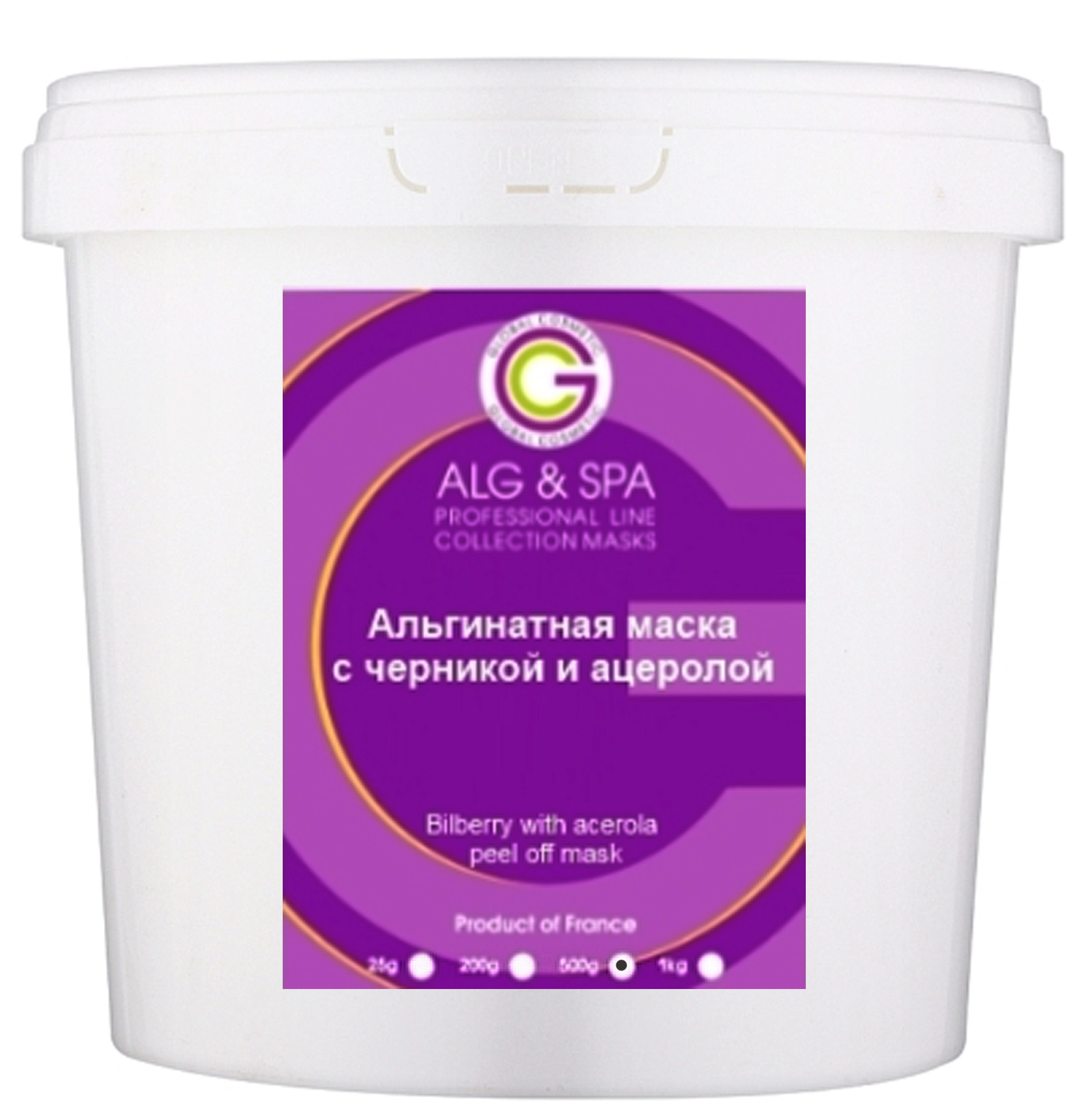 ALG & SPA Альгинатная маска с черникой и ацеролой Professional Line Collection Masks Bilberry With Acerola Peel off Mask, 500g - фото N1