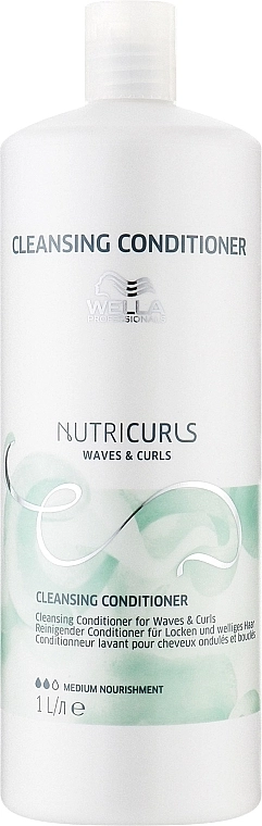 Кондиционер для вьющихся волос - WELLA Nutricurls Cleansing Conditioner for Waves and Curls, 1000 мл - фото N1