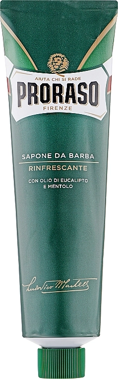 Тонизирующее мыло для бритья с экстрактом эвкалипта и ментола - Proraso Green Line Refreshing Soap, туба, 150 мл - фото N1