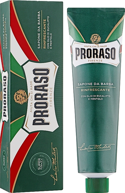 Тонизирующее мыло для бритья с экстрактом эвкалипта и ментола - Proraso Green Line Refreshing Soap, туба, 150 мл - фото N2