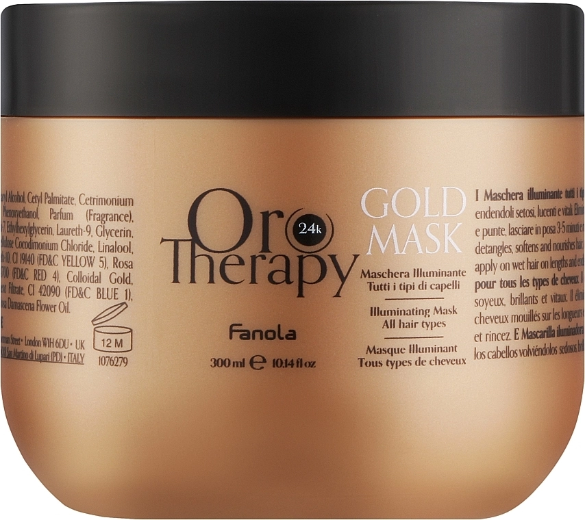Восстанавливающая маска с активными микрочастицами золота - Fanola Oro Therapy Mask, 300 мл - фото N1