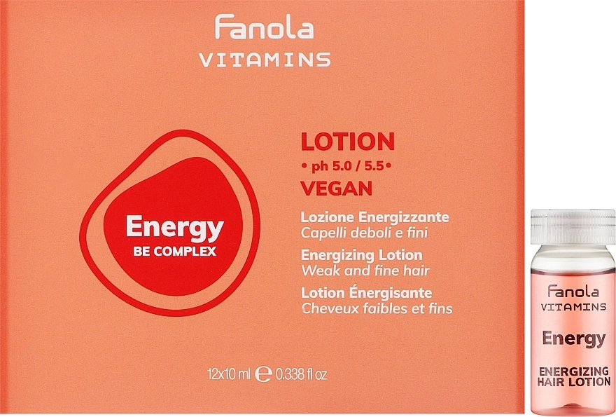 Энергетический лосьон для ослабленных и тонких волос - Fanola Vitamins Energy Be Complex Lotion, 12 мл, 10 шт - фото N1