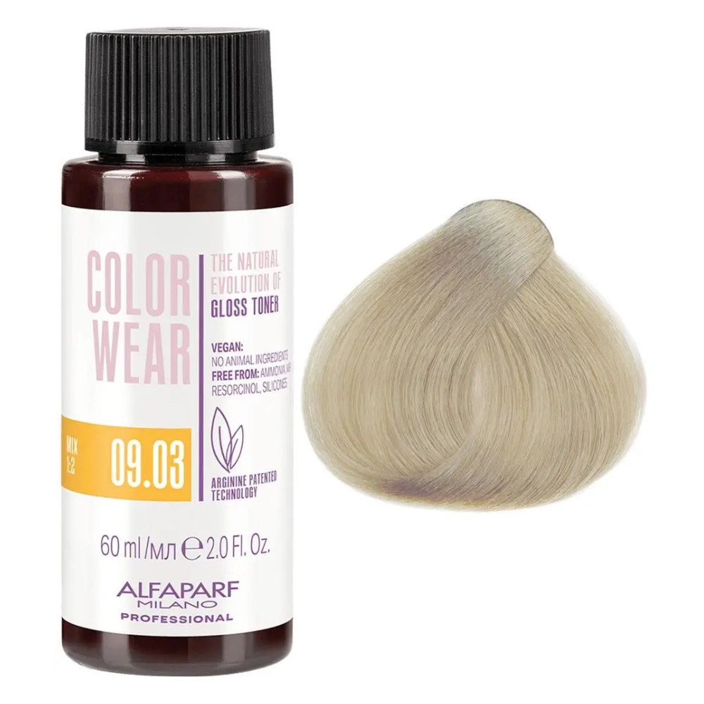 Тонирующая жидкая краска - Alfaparf Color Wear Gloss Toner, 09.03 - Light Blond Light, Slightly Golden - фото N1