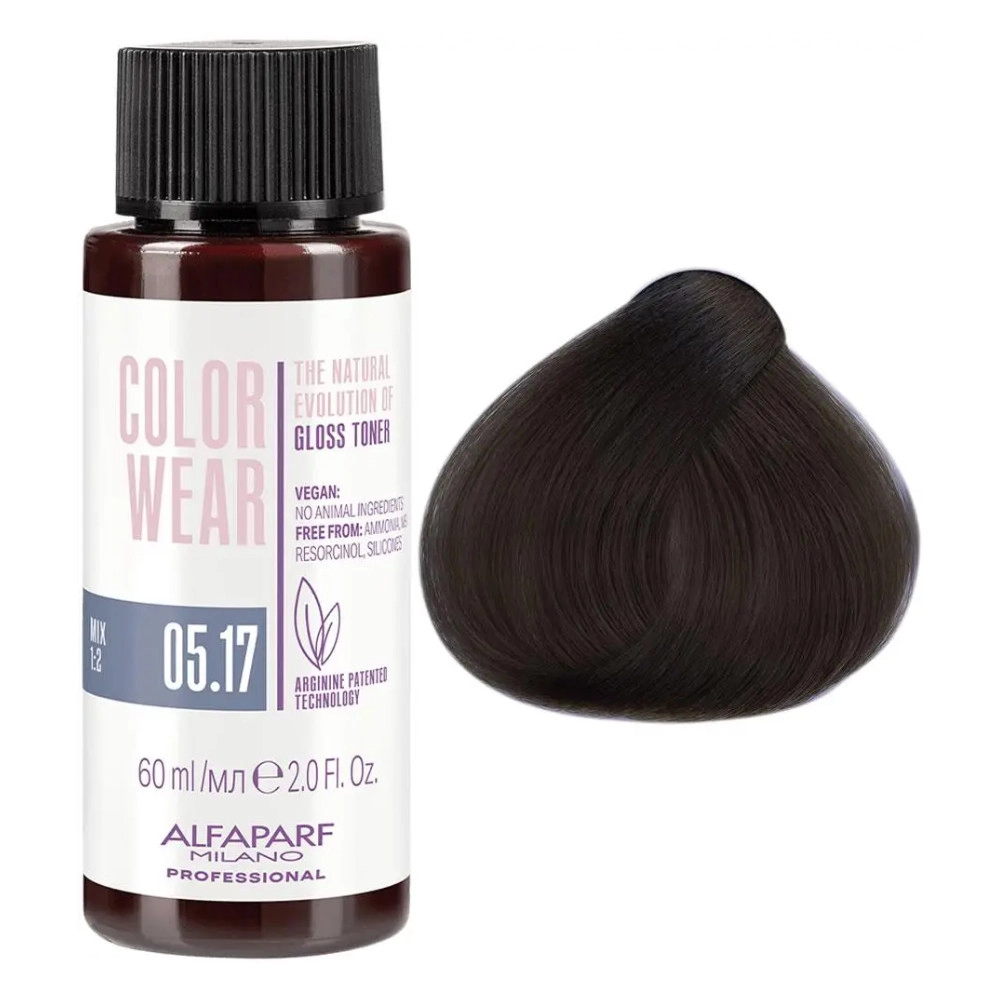 Тонирующая жидкая краска - Alfaparf Color Wear Gloss Toner, 05.17 - Light Brown, Matt Gray - фото N1