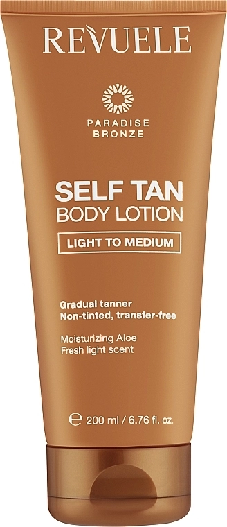 Лосьйон для автозасмаги тіла від легкого до середнього - Revuele Self Tan Body Lotion Light To Medium, 200 мл - фото N1