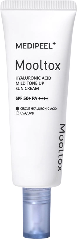 Сонцезахисний тонуючий крем для обличчя - Medi peel Hyaluronic Acid Aqua Mooltox Mild Tone Up Sun Cream SPF 50+, 50 мл - фото N1