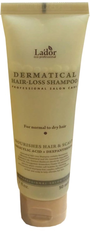 Бессульфатный шампунь против выпадения для нормальных и сухих волос - La'dor Dermatical Hair-Loss Shampoo For Normal to Dry Hair, 50 мл - фото N1