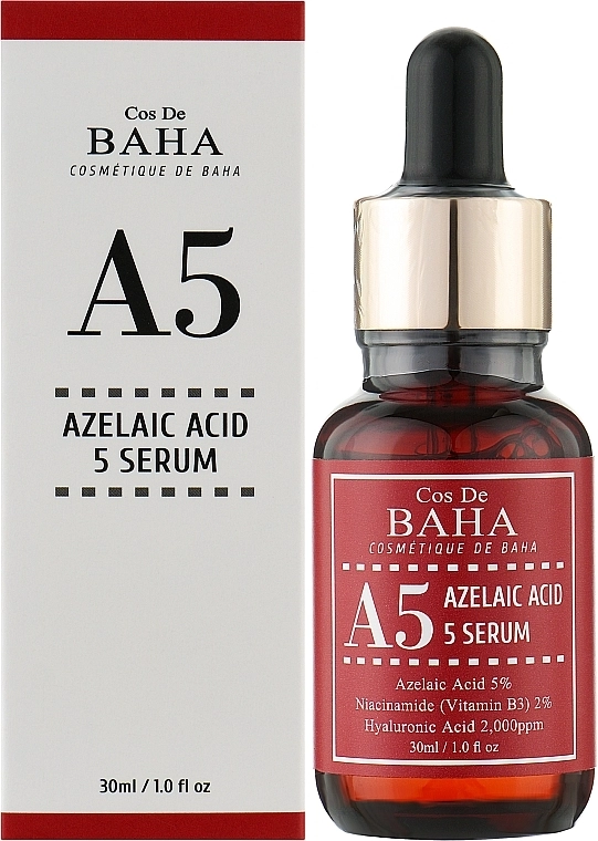 Сыворотка против акне и розацеа с азелаиновой кислотой 5% - Cos De Baha A5 Azelaic Acid 5 Serum, 30 мл - фото N2