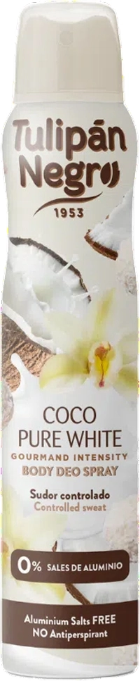 Дезодорант спрей "Білий кокос" - Tulipan Negro Pure White Coconut Body Deo Spray, 200 мл - фото N1