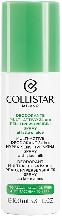 Дезодорант-спрей з алое молочком для чутливої ​​шкіри - Collistar Multi-Active Deodorant 24 Hours Hyper-sensitive skins spray with aloe milk, 100 мл - фото N1