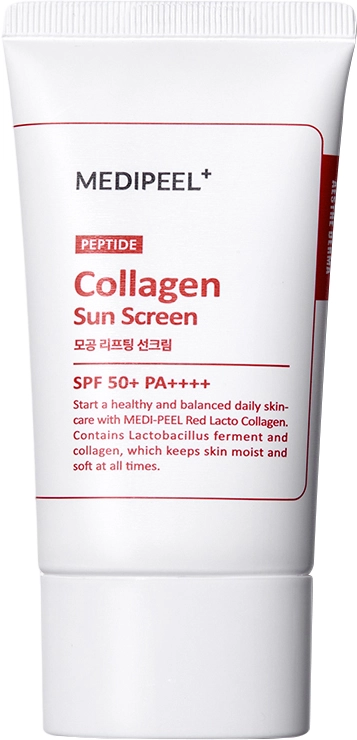 Сонцезахисний крем для обличчя звужуючий пори - Medi peel Red Lacto Collagen Pore Lifting Sun Cream, 50 мл - фото N1