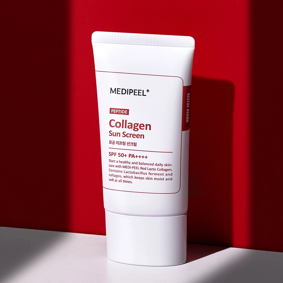 Солнцезащитный крем для лица сужающий поры - Medi peel Red Lacto Collagen Pore Lifting Sun Cream, 50 мл - фото N2