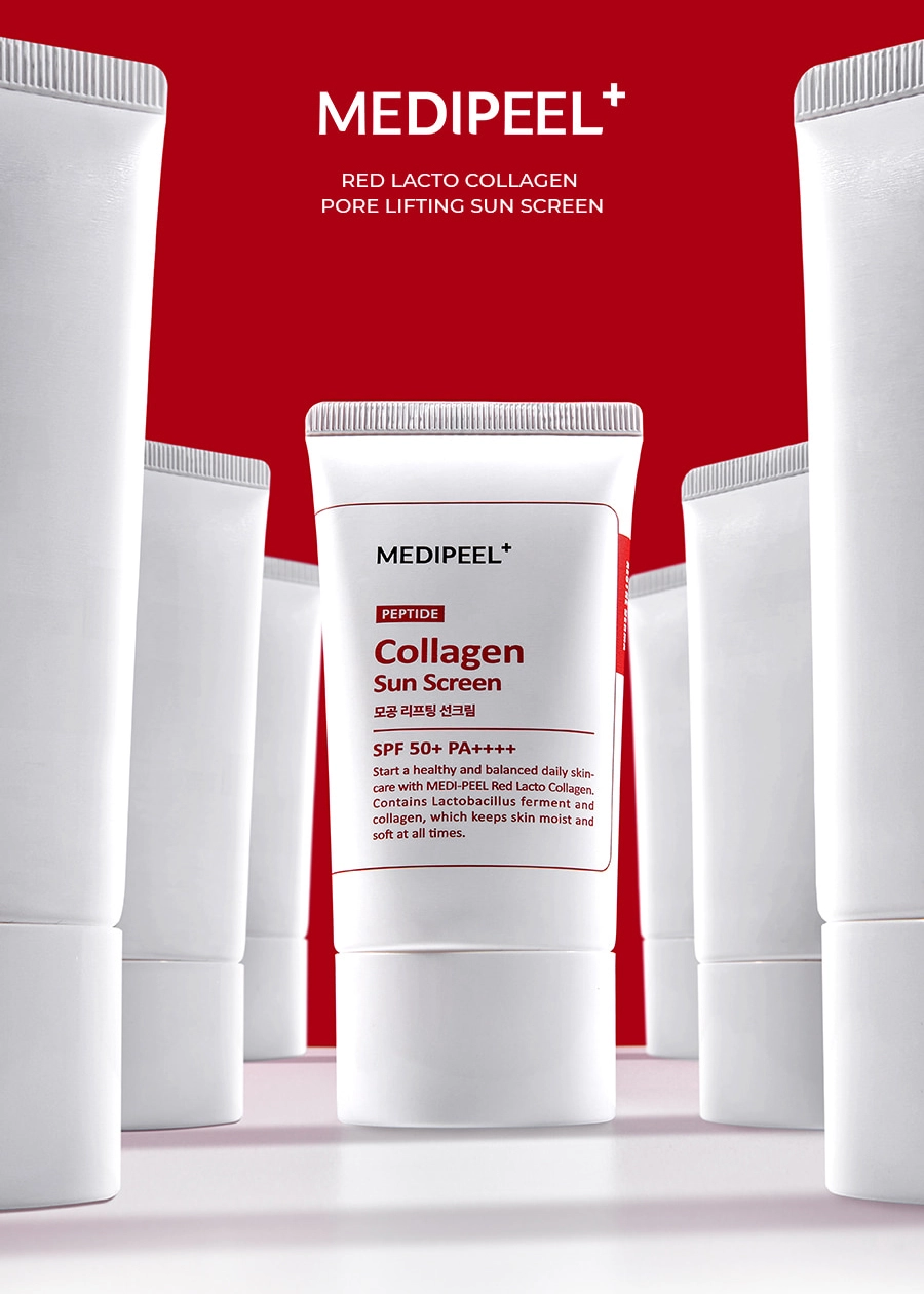 Солнцезащитный крем для лица сужающий поры - Medi peel Red Lacto Collagen Pore Lifting Sun Cream, 50 мл - фото N6