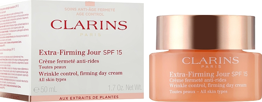 Денний крем для обличчя проти зморшок - Clarins Extra-Firming Wrinkle Control Day Cream SPF 15, 50 мл - фото N1