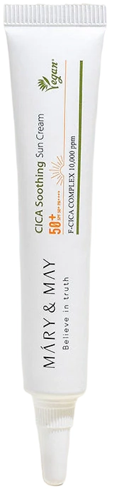 Легкий, заспокійливий сонцезахисний крем з центелою - Mary & May CICA Soothing Sun Cream SPF 50+ PA++++, 12 мл - фото N1