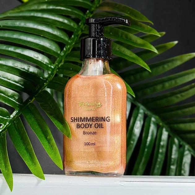 Олія для тіла мерехтливе з дозатором - Top Beauty Shimmering Body Oil Bronze, 100 мл - фото N3