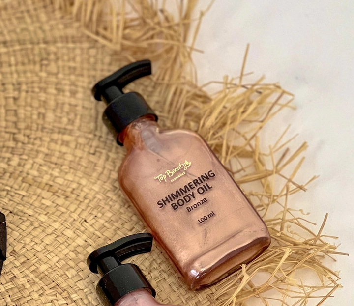 Олія для тіла мерехтливе з дозатором - Top Beauty Shimmering Body Oil Bronze, 100 мл - фото N6