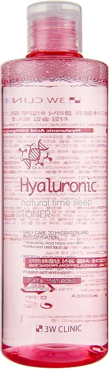 Зволожуючий тонер для обличчя - 3W Clinic Hyaluronic Natural Time Sleep Toner, 300 мл - фото N2