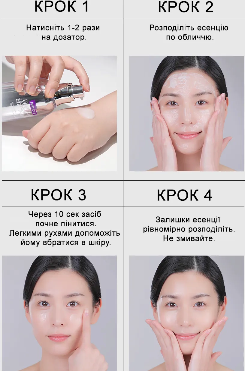 Як користуватися кисневою есенцією Medi peel Peptide 9 Volume Lifting All-in-One Essence PRO