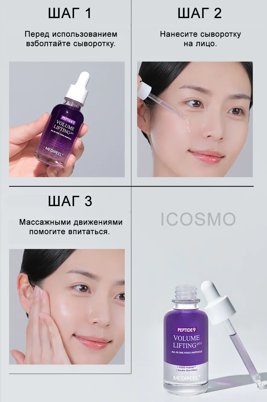 Как пользоваться сывороткой Medi peel Peptide 9 Volume Lifting All-in-One Podo Ampoule PRO