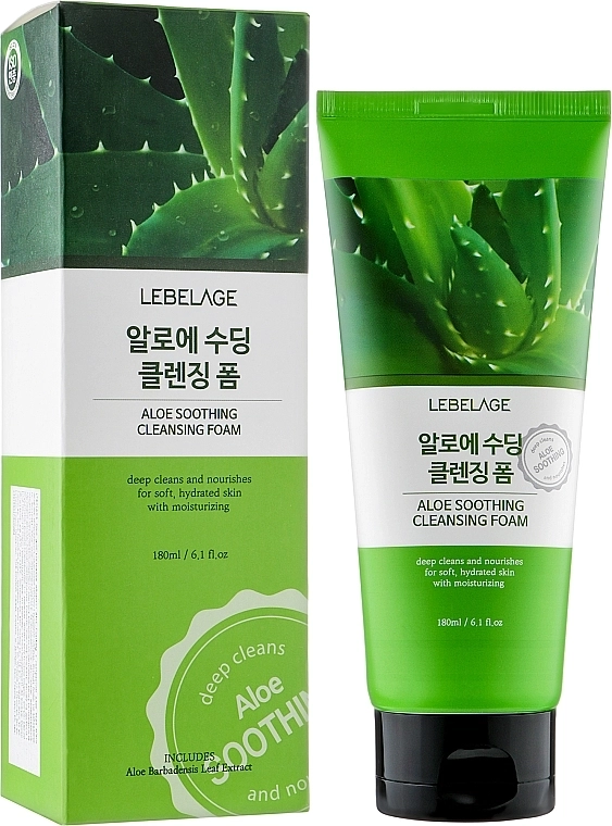 Очищаюча пінка для вмивання з екстрактом алое - Lebelage Aloe Cleansing Foam, 180 мл - фото N1