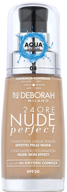 Тональная основа - Deborah 24Ore Nude Perfect Aqua System Foundation SPF20, 05 - Amber - фото N1