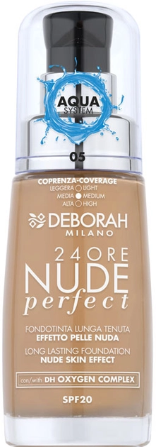 Тональная основа - Deborah 24Ore Nude Perfect Aqua System Foundation SPF20, 04 - Apricot - фото N1