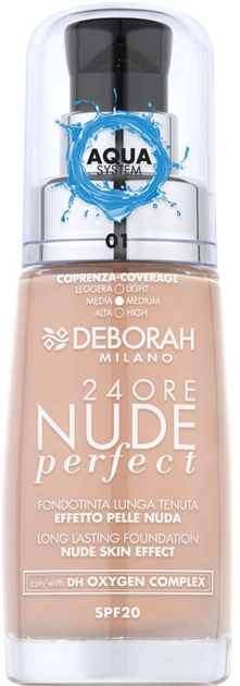 Тональная основа - Deborah 24Ore Nude Perfect Aqua System Foundation SPF20, 01- Fair - фото N1