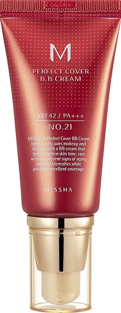 BB крем з ідеальним покриттям - Missha Perfect Cover BB Cream SPF42/PA++ Moisturized Complexion, 21 - Light Beige, 50 мл - фото N1