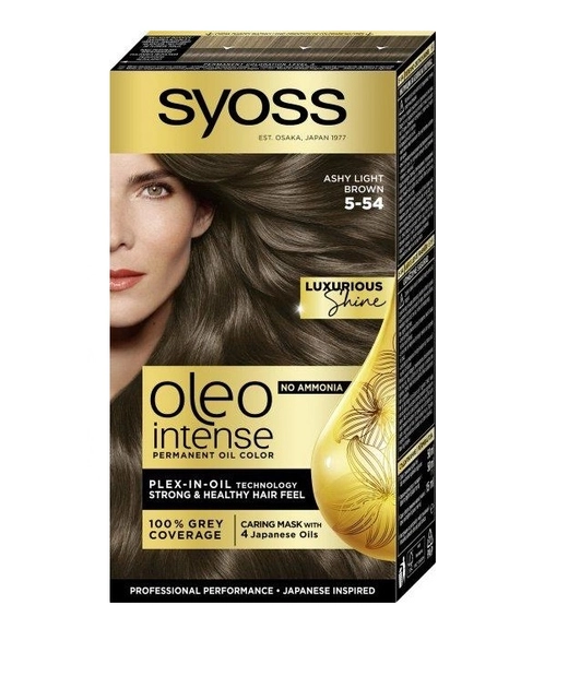 Фарба для волосся без аміаку з олією-активатором - SYOSS Oleo Intense, 5-54 - Light Ash Brown - фото N1